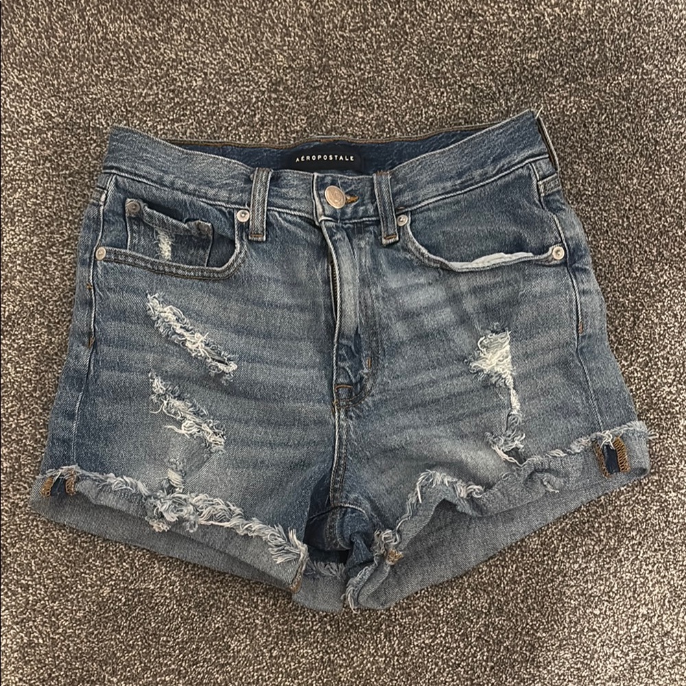 Aeropostale Women's Distressed Blue Jean Shorts